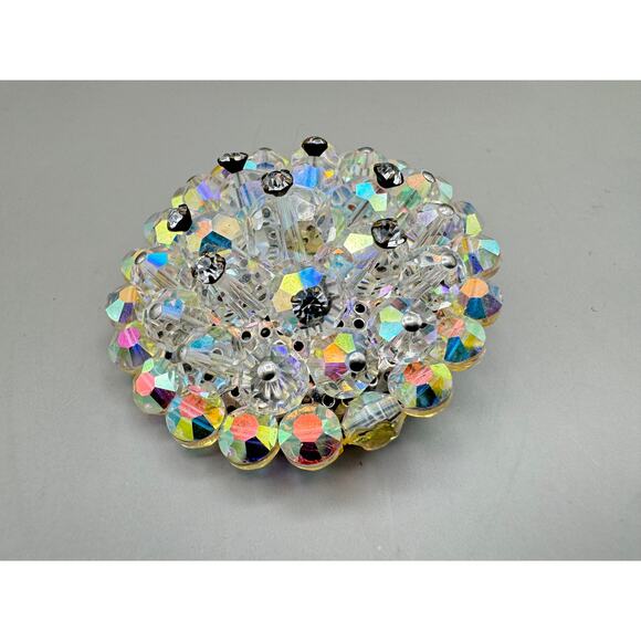 Vintage Aurora Borealis Crystal Brooch Pin - Picture 5 of 9
